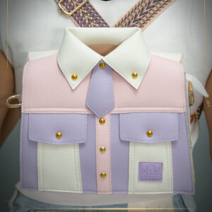 bolso grande tipo camisa color lila