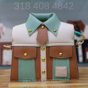 bolso pequeÑo tipo camisa color cafe y verde